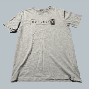 Hurley Short Sleeve T-Shirt light grey medium Nike DRI fit cotton logo top